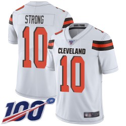 Limited Youth Jaelen Strong White Road Jersey - #10 Football Cleveland Browns 100th Season Vapor Untouchable