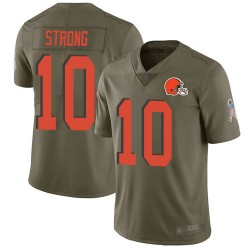 Limited Youth Jaelen Strong Olive Jersey - #10 Football Cleveland Browns 2017 Salute to Service