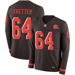 Limited Youth JC Tretter Brown Jersey - #64 Football Cleveland Browns Therma Long Sleeve
