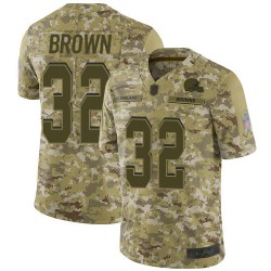 Limited Youth Jim Brown Camo Jersey - #32 Football Cleveland Browns 2018 Salute to Service