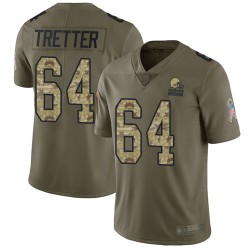 Limited Youth JC Tretter Olive/Camo Jersey - #64 Football Cleveland Browns 2017 Salute to Service