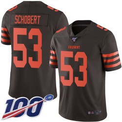 Limited Youth Joe Schobert Brown Jersey - #53 Football Cleveland Browns 100th Season Rush Vapor Untouchable