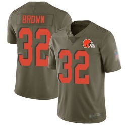 Limited Youth Jim Brown Olive Jersey - #32 Football Cleveland Browns 2017 Salute to Service