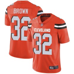 Limited Youth Jim Brown Orange Alternate Jersey - #32 Football Cleveland Browns Vapor Untouchable
