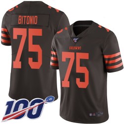 Limited Youth Joel Bitonio Brown Jersey - #75 Football Cleveland Browns 100th Season Rush Vapor Untouchable