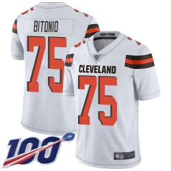Limited Youth Joel Bitonio White Road Jersey - #75 Football Cleveland Browns 100th Season Vapor Untouchable