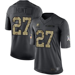 Limited Youth Kareem Hunt Black Jersey - #27 Football Cleveland Browns 2016 Salute to Service