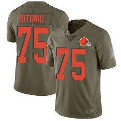 Limited Youth Joel Bitonio Olive Jersey - #75 Football Cleveland Browns 2017 Salute to Service