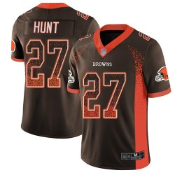 Limited Youth Kareem Hunt Brown Jersey - #27 Football Cleveland Browns Rush Drift Fashion