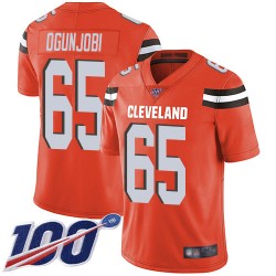 Limited Youth Larry Ogunjobi Orange Alternate Jersey - #65 Football Cleveland Browns 100th Season Vapor Untouchable