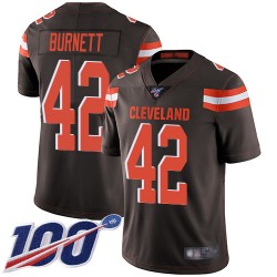 Limited Youth Morgan Burnett Brown Home Jersey - #42 Football Cleveland Browns 100th Season Vapor Untouchable