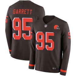 Limited Youth Myles Garrett Brown Jersey - #95 Football Cleveland Browns Therma Long Sleeve