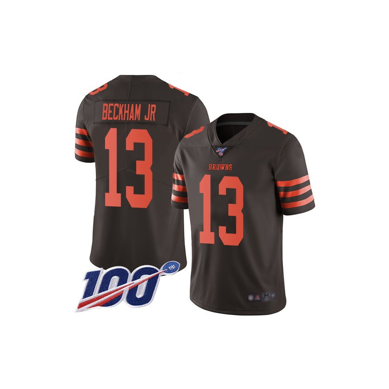 Limited Youth Odell Beckham Jr. Brown Jersey - #13 Football Cleveland  Browns 100th Season Rush Vapor Untouchable Size S(10-12)