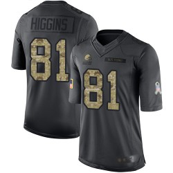 Limited Youth Rashard Higgins Black Jersey - #81 Football Cleveland Browns 2016 Salute to Service