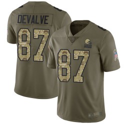 Limited Youth Seth DeValve Olive/Camo Jersey - #87 Football Cleveland Browns 2017 Salute to Service
