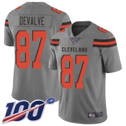 Limited Youth Seth DeValve Gray Jersey - #87 Football Cleveland Browns 100th Season Inverted Legend