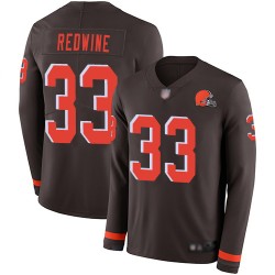 Limited Youth Sheldrick Redwine Brown Jersey - #33 Football Cleveland Browns Therma Long Sleeve