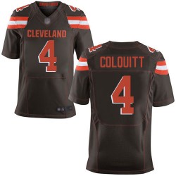 Elite Men's Britton Colquitt Brown Home Jersey - #4 Football Cleveland Browns
