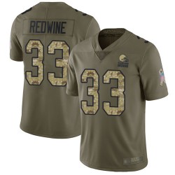 Limited Youth Sheldrick Redwine Olive/Camo Jersey - #33 Football Cleveland Browns 2017 Salute to Service
