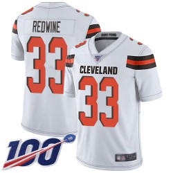 Limited Youth Sheldrick Redwine White Road Jersey - #33 Football Cleveland Browns 100th Season Vapor Untouchable