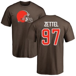 Anthony Zettel Brown Name & Number Logo - #97 Football Cleveland Browns T-Shirt