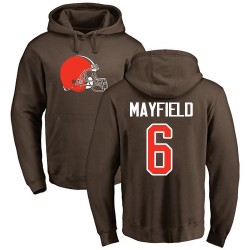 Baker Mayfield Brown Name & Number Logo - #6 Football Cleveland Browns Pullover Hoodie