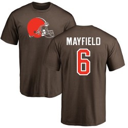 Baker Mayfield Brown Name & Number Logo - #6 Football Cleveland Browns T-Shirt