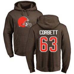 Austin Corbett Brown Name & Number Logo - #63 Football Cleveland Browns Pullover Hoodie