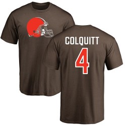 Britton Colquitt Brown Name & Number Logo - #4 Football Cleveland Browns T-Shirt