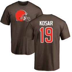 Bernie Kosar Brown Name & Number Logo - #19 Football Cleveland Browns T-Shirt
