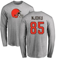 David Njoku Ash Name & Number Logo - #85 Football Cleveland Browns Long Sleeve T-Shirt
