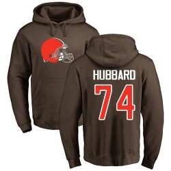 Chris Hubbard Brown Name & Number Logo - #74 Football Cleveland Browns Pullover Hoodie
