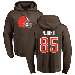 David Njoku Brown Name & Number Logo - #85 Football Cleveland Browns Pullover Hoodie