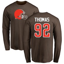 Chad Thomas Brown Name & Number Logo - #92 Football Cleveland Browns Long Sleeve T-Shirt