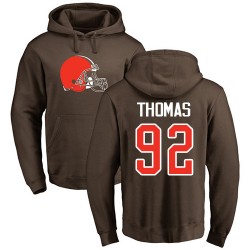 Chad Thomas Brown Name & Number Logo - #92 Football Cleveland Browns Pullover Hoodie