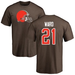 Denzel Ward Brown Name & Number Logo - #21 Football Cleveland Browns T-Shirt