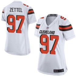 Game Women's Anthony Zettel White Road Jersey - #97 Football Cleveland Browns