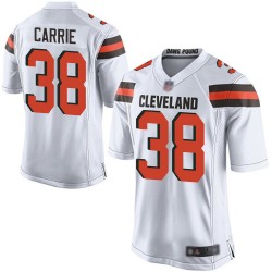 Game Men's T. J. Carrie White Road Jersey - #38 Football Cleveland Browns