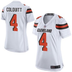 Game Women's Britton Colquitt White Road Jersey - #4 Football Cleveland Browns