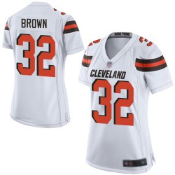 Game Women's Jim Brown White Road Jersey - #32 Football Cleveland Browns