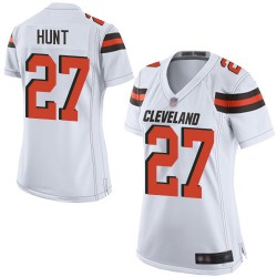 Game Women's Kareem Hunt White Road Jersey - #27 Football Cleveland Browns