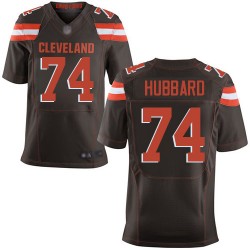 Elite Men's Chris Hubbard Brown Home Jersey - #74 Football Cleveland Browns