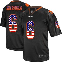 Elite Men's Baker Mayfield Black Jersey - #6 Football Cleveland Browns USA Flag Fashion