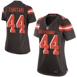 Game Women's Sione Takitaki Brown Home Jersey - #44 Football Cleveland Browns