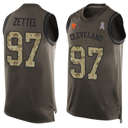 Limited Men's Anthony Zettel Green Jersey - #97 Football Cleveland Browns Salute to Service Tank Top