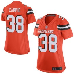 Game Women's T. J. Carrie Orange Alternate Jersey - #38 Football Cleveland Browns
