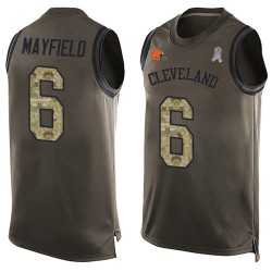 Limited Men's Baker Mayfield Green Jersey - #6 Football Cleveland Browns Salute to Service Tank Top