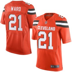 Elite Men's Denzel Ward Orange Alternate Jersey - #21 Football Cleveland Browns