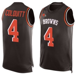 Limited Men's Britton Colquitt Brown Jersey - #4 Football Cleveland Browns Player Name & Number Tank Top