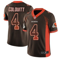 Limited Men's Britton Colquitt Brown Jersey - #4 Football Cleveland Browns Rush Drift Fashion